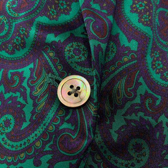 Vintage Silk Paisley Boho Miami Mob Wife Blazer Size 6 - Picture 5 of 7